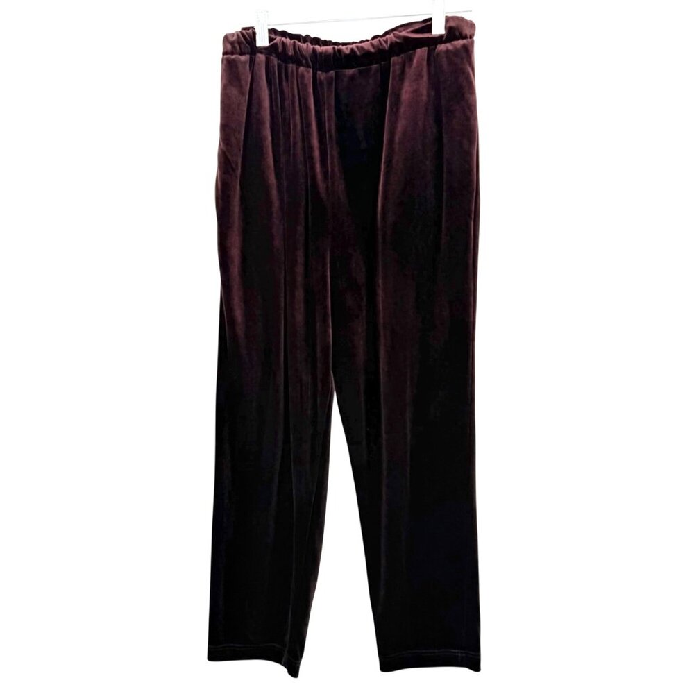 VTG CHOCOLATE BROWN VICTORIA MORGAN SPORT VELVET ELASTIC WAIST LOUNGE PANTS - M